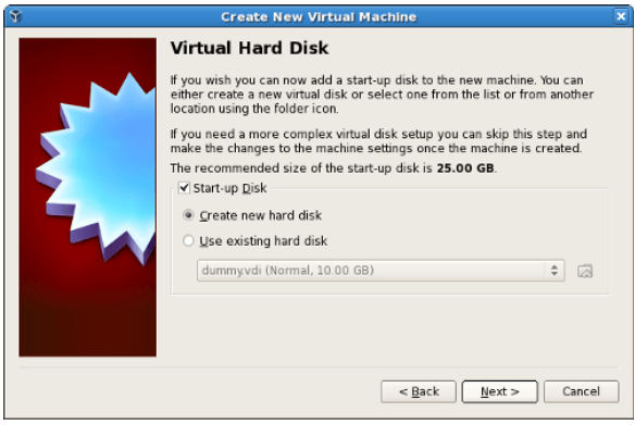 Initialize the virtual machine's hard drive